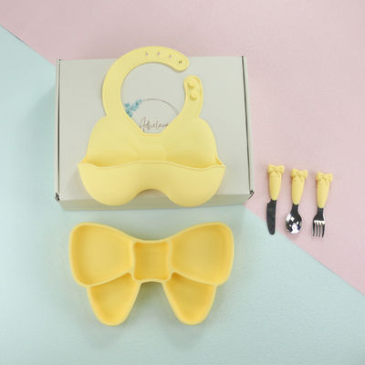 Bow Knot Bpa Free Siliconee Baby Bib Waterproof Food Grade Sesuaikan Ukuran