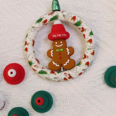 Silikon O Ring manik-manik aman dan tidak beracun Silikon 3D topi Natal manik-manik untuk anak-anak anak-anak DIY pena manik-manik