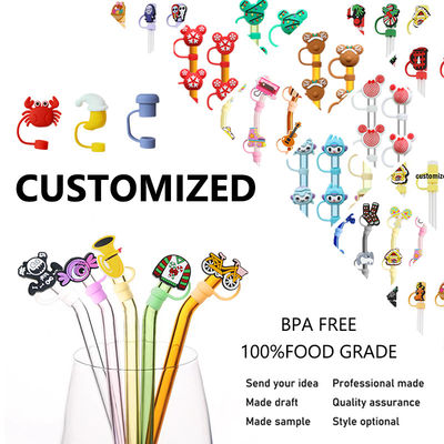 Custom Made Silicone Straw Toppers Untuk Tumblers Silicone Straw Cap Topi PVC Bebas BPA Bebas