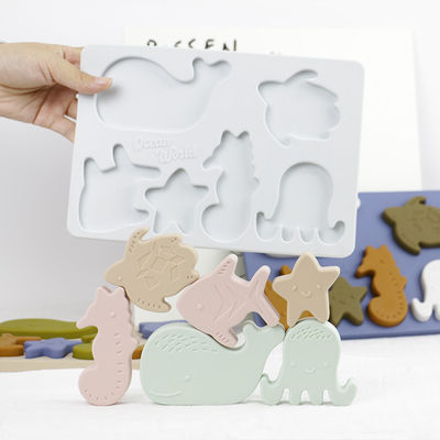 kualitas  Sea Ocean Animals Silicone Puzzle , Educational Montessori Baby Puzzle pabrik