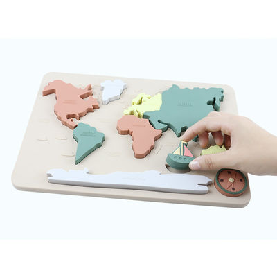 Peta Dunia Benua Dan Samudra Silicone Puzzle Bayi Hadiah Montessori Pendidikan