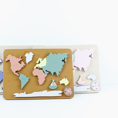Peta Dunia Benua Dan Samudra Silicone Puzzle Bayi Hadiah Montessori Pendidikan
