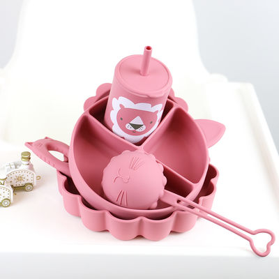 Grosir Bayi Geschirr Led Menyapih Silikon Bib Sendok Mangkuk Sendok Mangkuk Piring Silikon Makan Bayi Peralatan Makan Set Produk