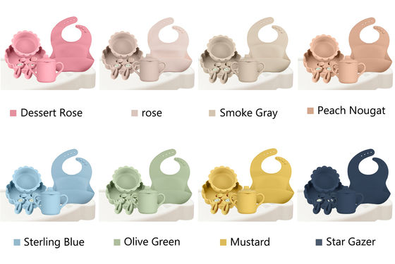 Grosir Bayi Geschirr Led Menyapih Silikon Bib Sendok Mangkuk Sendok Mangkuk Piring Silikon Makan Bayi Peralatan Makan Set Produk