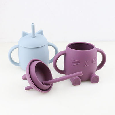 Portable Food Grade Silicone Kids Cup Gaya Kucing Tidak Beracun Untuk Pelatihan Bayi