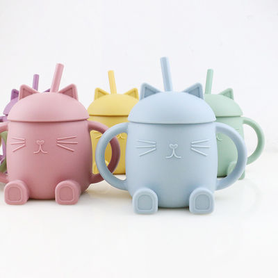 Portable Food Grade Silicone Kids Cup Gaya Kucing Tidak Beracun Untuk Pelatihan Bayi
