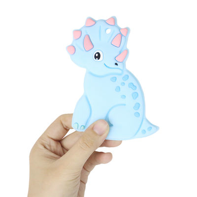 Baby Teether Silikon Pribadi Berwarna-warni Dengan Bentuk Dino Kuda Domba
