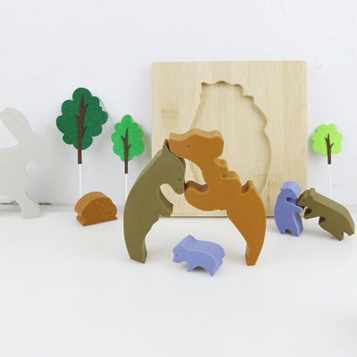 Beruang Bentuk Anak Mainan Kayu Jigsaw Untuk Pembelajaran Montessori