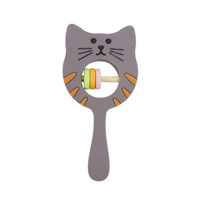 Kitty Shape Food Grade Silicone Rattle Teether Untuk Bayi Balita