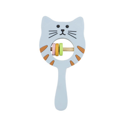 Kitty Shape Food Grade Silicone Rattle Teether Untuk Bayi Balita