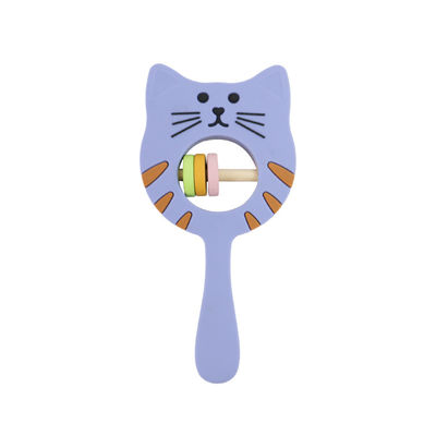 Kitty Shape Food Grade Silicone Rattle Teether Untuk Bayi Balita