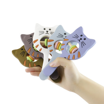 Kitty Shape Food Grade Silicone Rattle Teether Untuk Bayi Balita