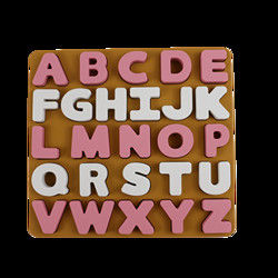Food Grade Kids Silicone Puzzle Dengan Bentuk Huruf Alfabet