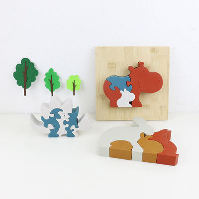 Kustomisasi Puzzle Silikon, Puzzle Jigsaw Bayi 3D Dengan Basis Bambu Kayu