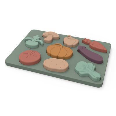 Sayuran Bentuk Montessori Jigsaws Puzzle Bahan Silikon Food Grade