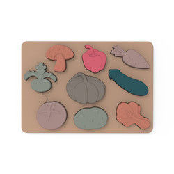 Sayuran Bentuk Montessori Jigsaws Puzzle Bahan Silikon Food Grade
