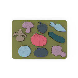 Sayuran Bentuk Montessori Jigsaws Puzzle Bahan Silikon Food Grade