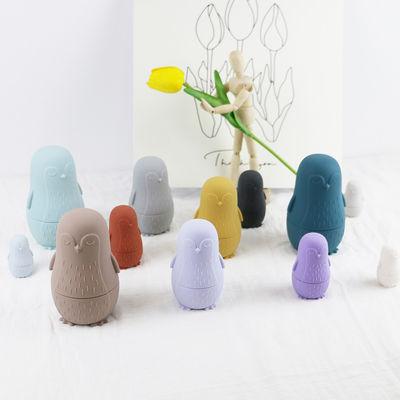 mengunyah silikon Penguin silikon tumpukan mainan Bayi Silikon Toys tumpukan Untuk balita mandi bermain