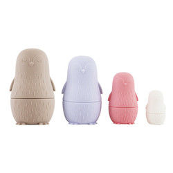 mengunyah silikon Penguin silikon tumpukan mainan Bayi Silikon Toys tumpukan Untuk balita mandi bermain