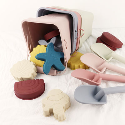 Mainan Bayi Silikon Unisex, Set Ember Pantai Silikon Dengan Logo Kustomisasi