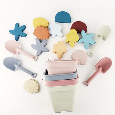 Mainan Bayi Silikon Unisex, Set Ember Pantai Silikon Dengan Logo Kustomisasi