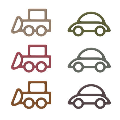 Car Shape Baby Silicone Toys Multi Color Food Grade Bahan Tidak Beracun