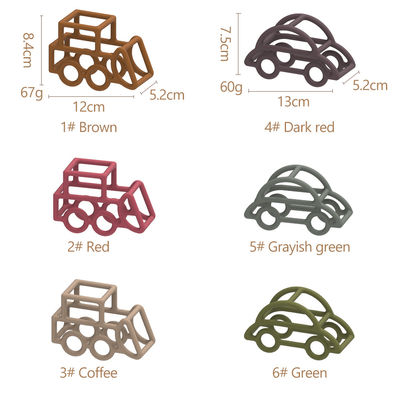 Car Shape Baby Silicone Toys Multi Color Food Grade Bahan Tidak Beracun