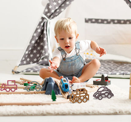 Car Shape Baby Silicone Toys Multi Color Food Grade Bahan Tidak Beracun