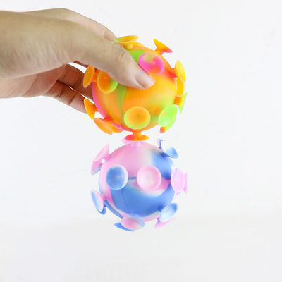 Multi Colored Baby Silicone Toys Suction Cup Ball Untuk Pesta Anak