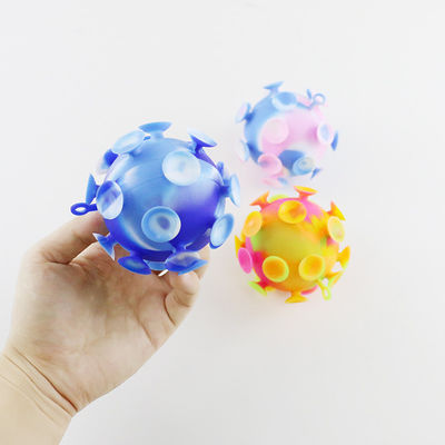 Multi Colored Baby Silicone Toys Suction Cup Ball Untuk Pesta Anak