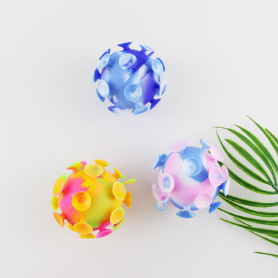 Multi Colored Baby Silicone Toys Suction Cup Ball Untuk Pesta Anak