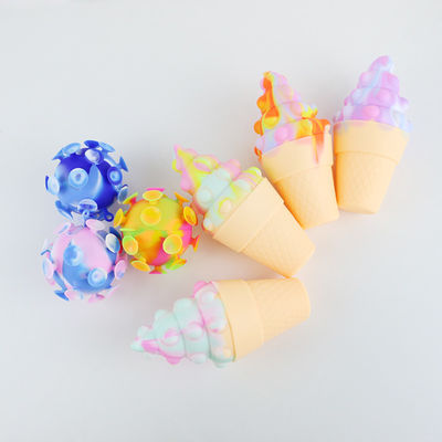 Teether Es Krim Silikon Warna-warni 3D Untuk Psikologi Pereda Stres Bayi