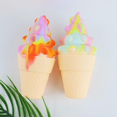 Teether Es Krim Silikon Warna-warni 3D Untuk Psikologi Pereda Stres Bayi