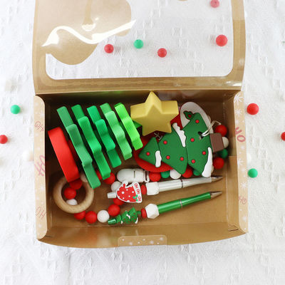 OEM Food Grade Baby Silicone Toys Ramah Lingkungan Untuk Penumpukan Pohon Natal