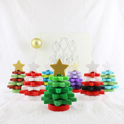 Babe Soft Silicone Stacking Rings Blocks Dengan Bentuk Pohon Natal