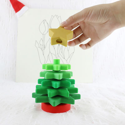 Babe Soft Silicone Stacking Rings Blocks Dengan Bentuk Pohon Natal