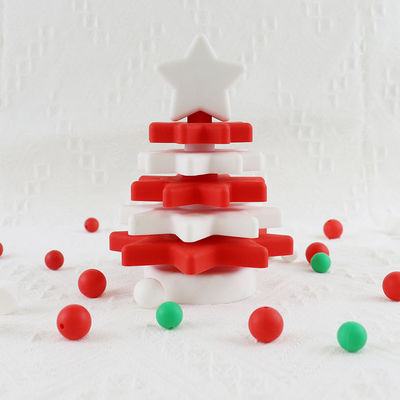Babe Soft Silicone Stacking Rings Blocks Dengan Bentuk Pohon Natal