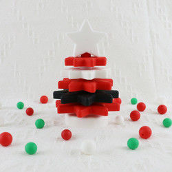 Babe Soft Silicone Stacking Rings Blocks Dengan Bentuk Pohon Natal