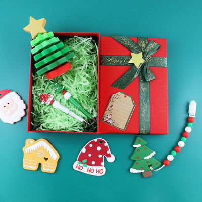 Mainan Silikon Bayi BPA Gratis, Penumpuk Pohon Natal Untuk Teether Anak-Anak