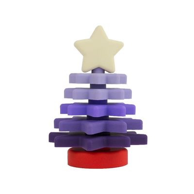 Christmas Silicone Star Stacker Bebas BPA Ramah Lingkungan Untuk Pendidikan Anak