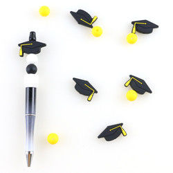 Manik-manik Silikon Fokal Disesuaikan Untuk Pena Wisuda Gelang Klip DIY