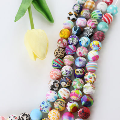 Round Printing Silicone Teething Bead Bebas BPA Dengan Ukuran 12mm 15mm