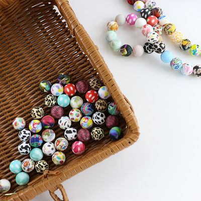 Round Printing Silicone Teething Bead Bebas BPA Dengan Ukuran 12mm 15mm