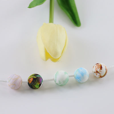 Round Printing Silicone Teething Bead Bebas BPA Dengan Ukuran 12mm 15mm