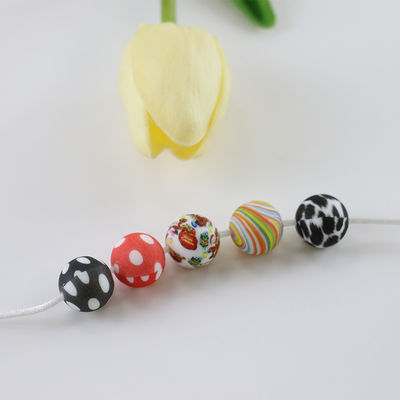 Round Printing Silicone Teething Bead Bebas BPA Dengan Ukuran 12mm 15mm