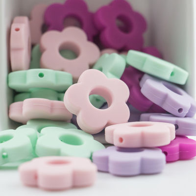 Flower Holes Silicone Teething Bead 4.5cm Untuk DIY Pacifier Clip Chew Necklace