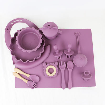 produk silikon yang disesuaikan Food Grade Silikon memberi makan Set Kartun kucing Gaya silikon set makanan bayi