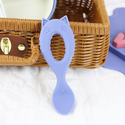 Cat Shape Silikon Perlengkapan Meja Set, Silikon Terbagi Cat Plates Cat Shape sendok Non Toxic BPA Bebas