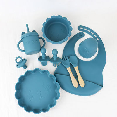 Sesuaikan Bayi Memberi Makan Silicone Perlengkapan Meja Set Dengan Silikon Bagian Plat Bib Selang Bowl Selang Bowl Plat