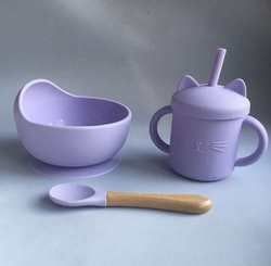 Sesuaikan Bayi Memberi Makan Silicone Perlengkapan Meja Set Dengan Silikon Bagian Plat Bib Selang Bowl Selang Bowl Plat